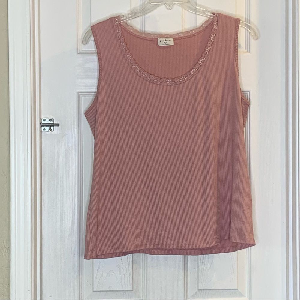 Free Kisses Plus Ribbed Tank Scooped Neck Mauve Size 2X